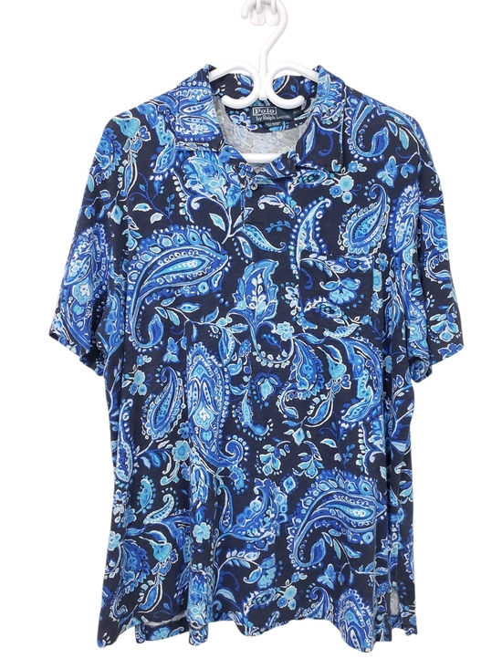 Polo Ralph Lauren Other - Polo Ralph Lauren Blue Vintage Paisley All-Over Print Mens Polo Shirt Size XL
